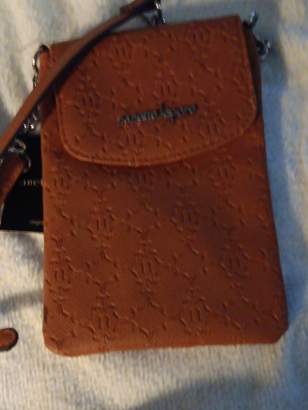 Nanette Lepore Embossed Tan Crossbody Phone Bag